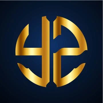 Initials Y Z circular shape and elegant gold color Stock Illustration