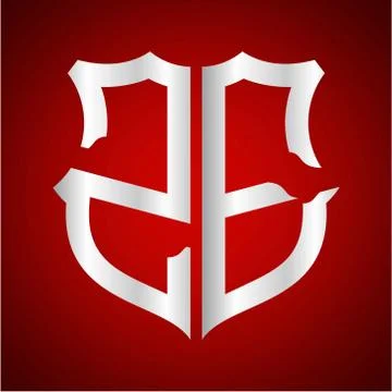 Initials Z E shield shape with silver color Stock Illustration