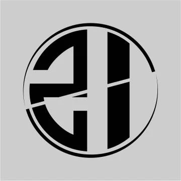 The initials Z I is circular with the middle cleavage Stock Illustration