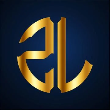 Initials Z L circular shape and elegant gold color Stock Illustration