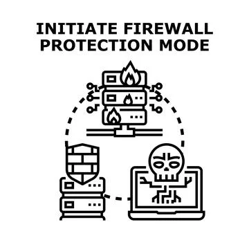 Initiating firewall protection mode for network security 스톡 일러스트