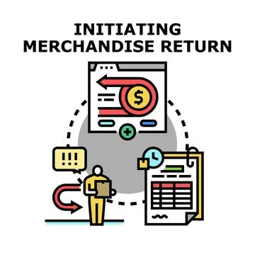 Initiating merchandise return online process for refund Stock Illustration