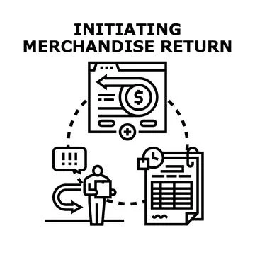 Initiating merchandise return online process for refund Stock Illustration