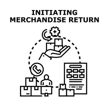 Initiating merchandise return process for customer satisfaction Stock Illustration