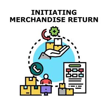 Initiating merchandise return process for customer satisfaction Stock Illustration