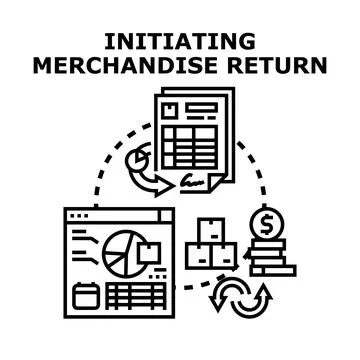 Initiating merchandise return process for e commerce business Stock Illustration