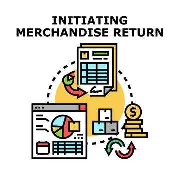 Initiating merchandise return process for e commerce business Stock Illustration