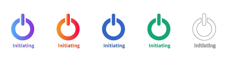 Initiating Process Power Button Icons Illustrazione stock