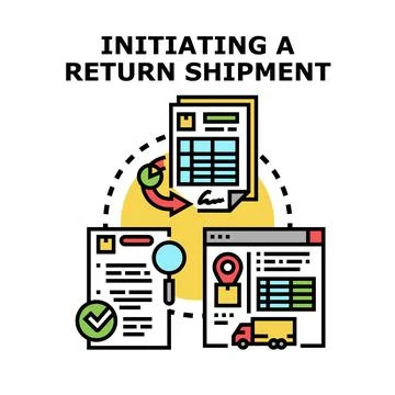 Initiating product return shipment process management concept Stock Illustration