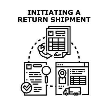 Initiating product return shipment process management concept Stock Illustration