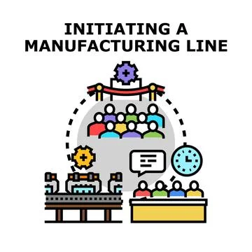 Initiating production line process startup event Stock Illustration