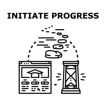 Initiating progress through distant learning and time management Stock Illustration
