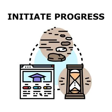 Initiating progress through distant learning and time management Illustrazione stock