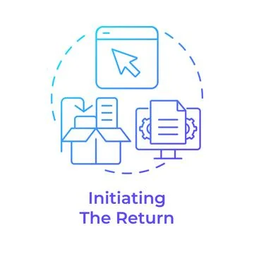 Initiating the return blue gradient concept icon Stock Illustration