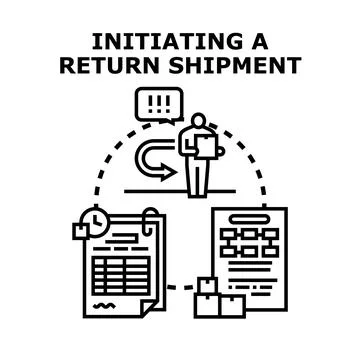 Initiating a return shipment delivery process concept Stock Illustration