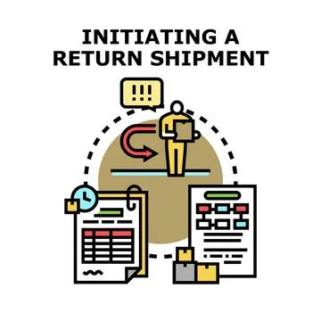 Initiating a return shipment delivery process concept Stock Illustration
