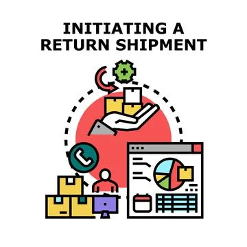 Initiating a return shipment e commerce process illustration Stock Illustration