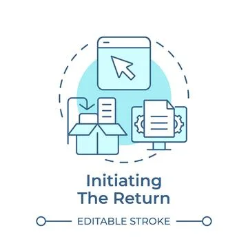 Initiating the return soft blue concept icon Stock Illustration