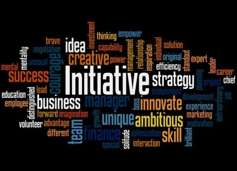 Initiative, word cloud concept Illustrazione stock