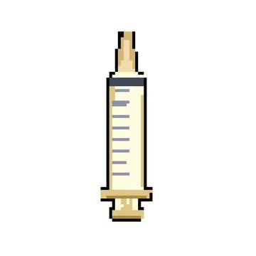 Inject syringe pixel art vector illustration Stock Illustration
