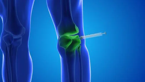 Injecting stem cells into a human knee Stock Illustration