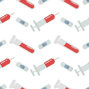 Injection and vaccine seamless pattern on vaccination theme Stock Illustration