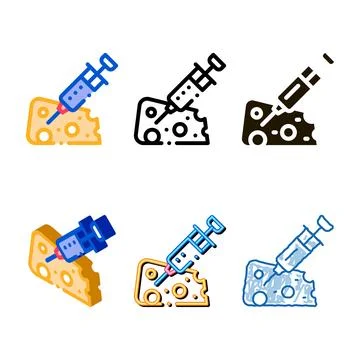 Injection into cheese icon vector pack outline イラスト素材