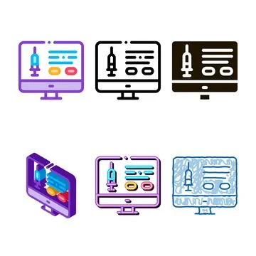 Injection computer application icon range vector outline Stock Illustration