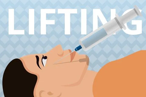 Injection face lifting concept banner, cartoon style イラスト素材