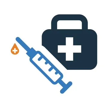 Injection, first aid box, syringe, injection syringe box icon Stock Illustration