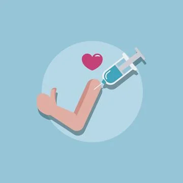 Injection on flexed arm. Vector Stock Illustration