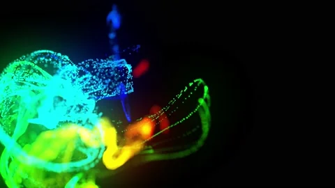 Injection of fluorescent multicolor ink in water in 4k. 3d render of glow Stock Footage 133251280