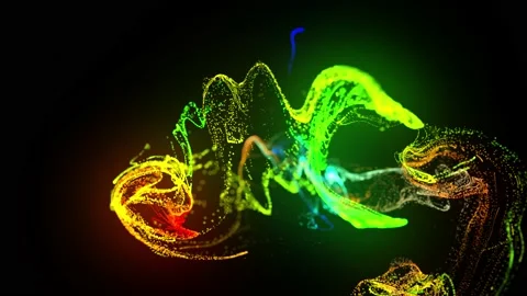 Injection of fluorescent multicolor ink in water in 4k. 3d render of glow Stock Footage 140189114