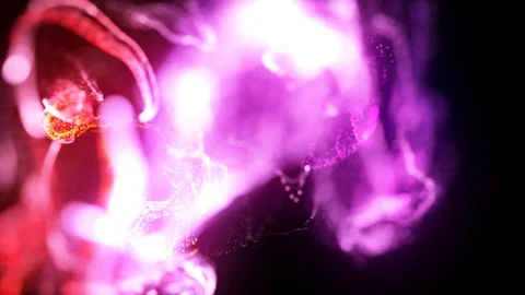 Injection of fluorescent red violet ink in water in 4k. 3d render of glow Video stock 125759606