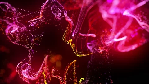 Injection of fluorescent red violet ink in water in 4k. 3d render of glow Video stock 133249971