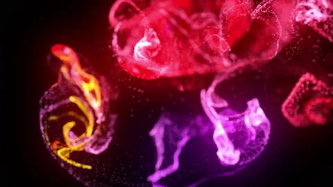 Injection of fluorescent red violet ink in water in 4k. 3d render of glow Stock Footage 133250326
