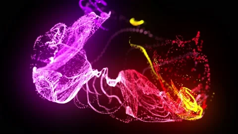 Injection of fluorescent red violet ink in water in 4k. 3d render of glow Stock Footage 136415841