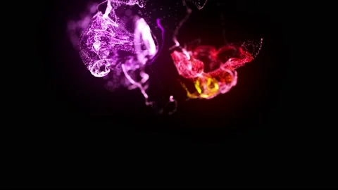 Injection of fluorescent red violet ink in water in 4k. 3d render of glow Stock Footage 140189755