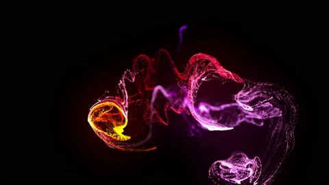 Injection of fluorescent red violet ink in water in 4k. 3d render of glow Stock Footage 140189949