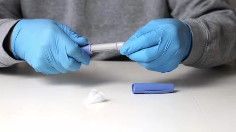 Injection with insulin for diabetics. Stock Footage 264762043