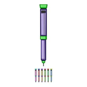 Injection insulin pen cartoon vector graphic Stock Illustration