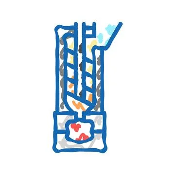 Injection molding materials engineering icon doodle illustration Stock Illustration