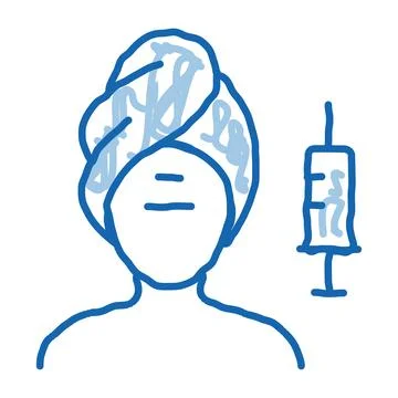 Injection into problem areas of face doodle icon hand drawn illustration Stock Illustration