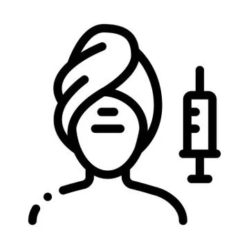 Injection into problem areas of face icon vector outline illustration Stock Illustration