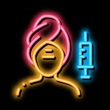 Injection into problem areas of face neon glow icon illustration Illustrazione stock