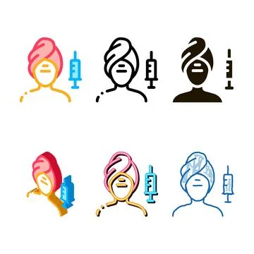 Injection into problem designs areas of face icon vector outline Stock Illustration