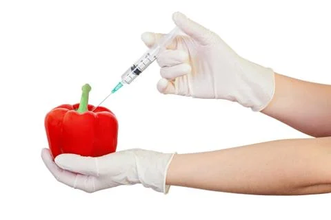 Injection into red pepper Stock Photos