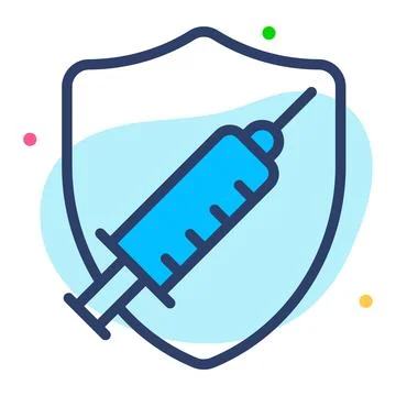 Injection with shield vector design of vaccination Stock Illustration