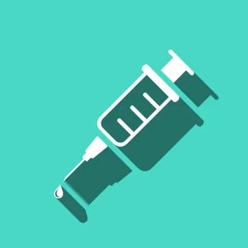 Injection syringe flat icon vector for medical apps and websites Stock Illustration