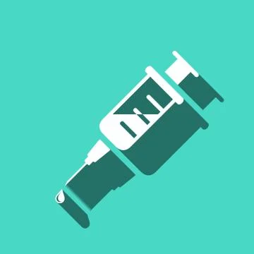 Injection syringe flat icon vector for medical apps and websites Stock Illustration